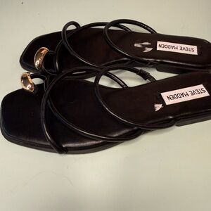 Steve Madden Black and Gold Women's Sandals